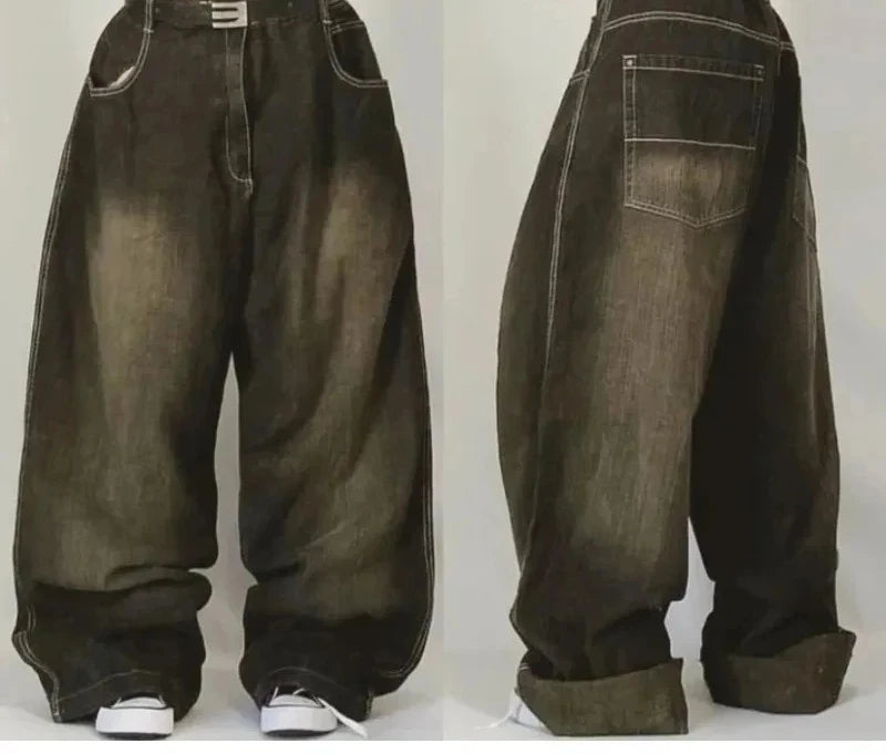 Graphic Embroidered Baggy Jeans