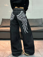 Wing Embroidered Baggy Jeans