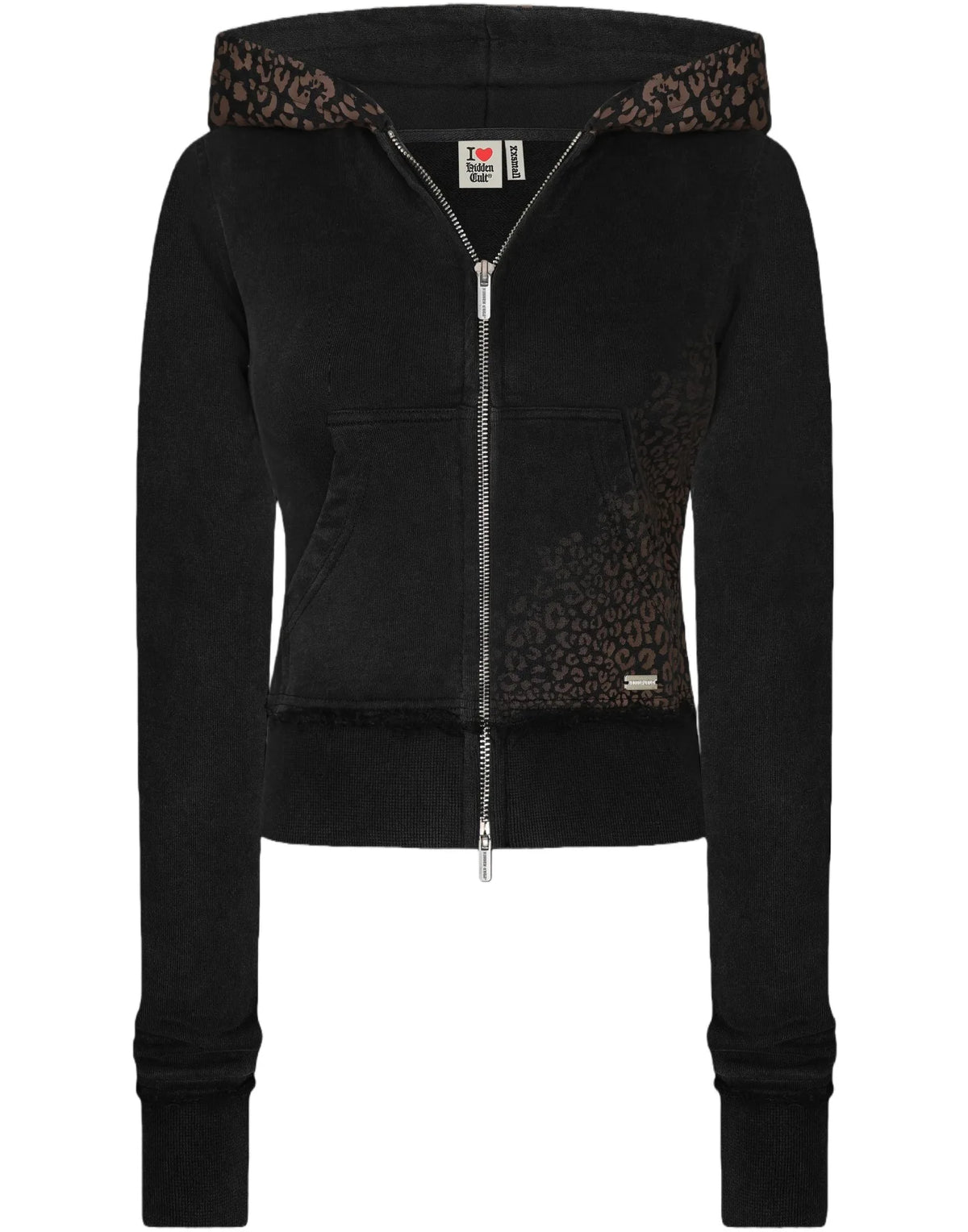 Rhinestone Cropped Zip-Up Hoodie