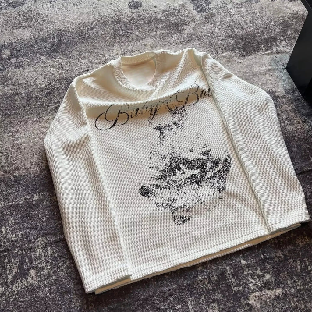 Distressed Figure Print Long Sleeve Tee