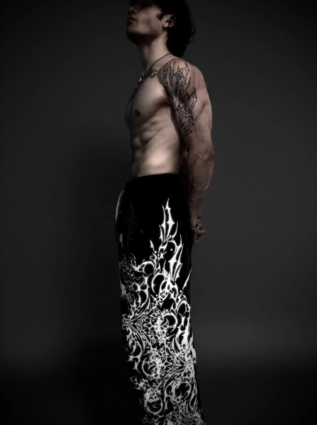 Angel Print Wide-Leg Pants