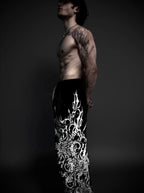 Angel Print Wide-Leg Pants