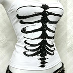 Skeleton Print Backless Top