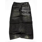 Gothic Embroidery Baggy Jeans