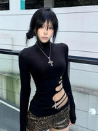 Cut-Out Turtleneck Top