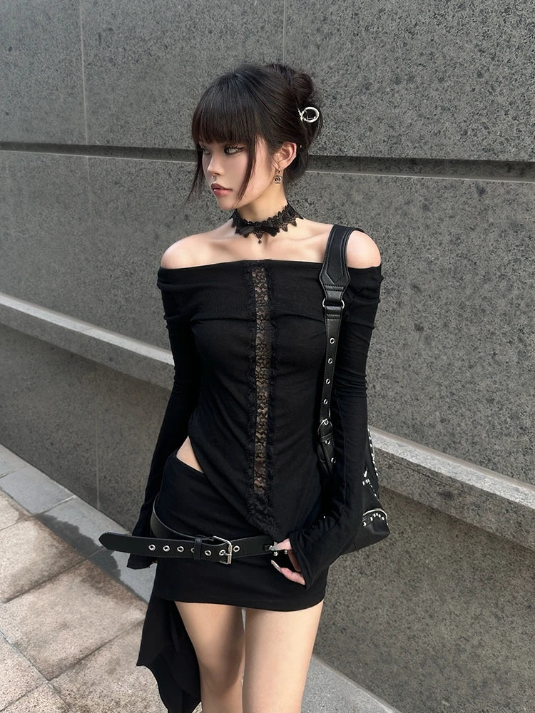 Hollow-Out Long Sleeve Top