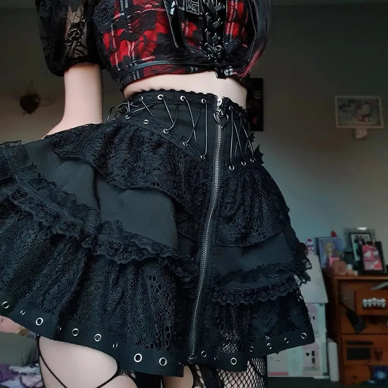 Gothic Skater Punk Wasit Skirt