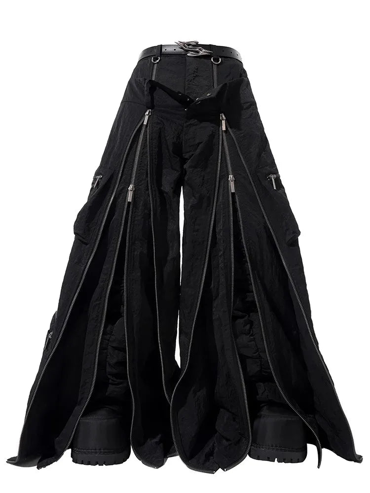 Zip Detail Wide-Leg Pants