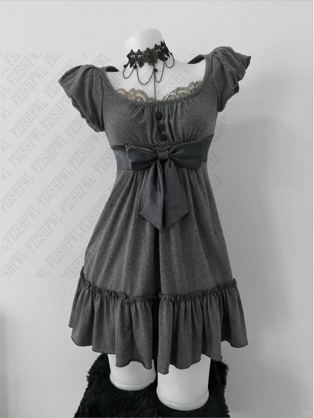 Ruffle Gothic Mini Dress