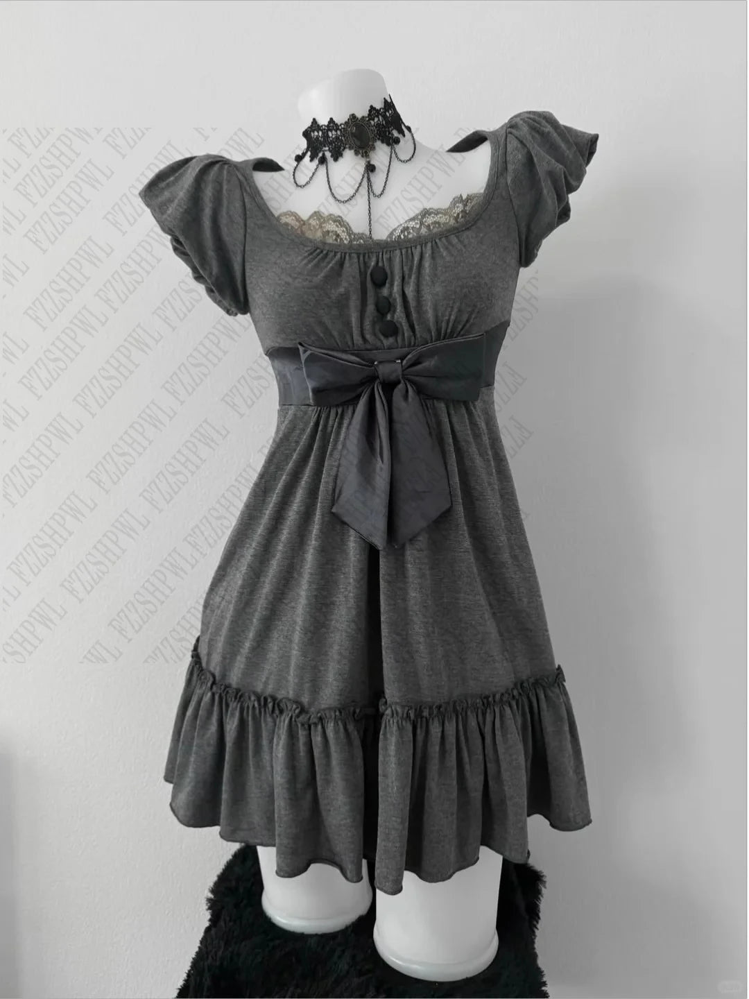 Ruffle Gothic Mini Dress