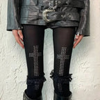Rhinestone Cross Tights