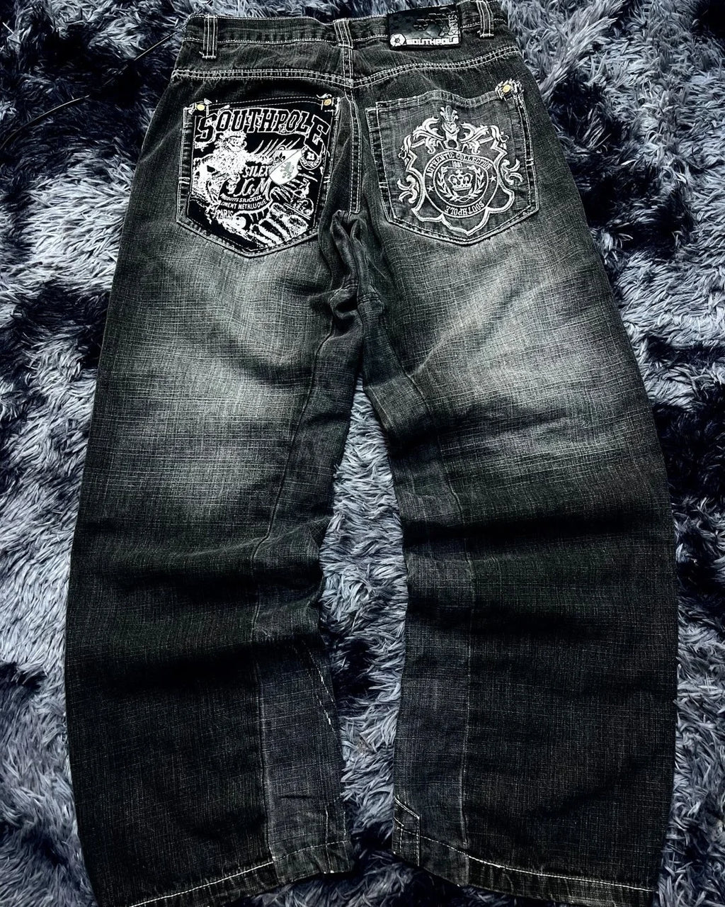 Embroidered Wide-Leg Jeans