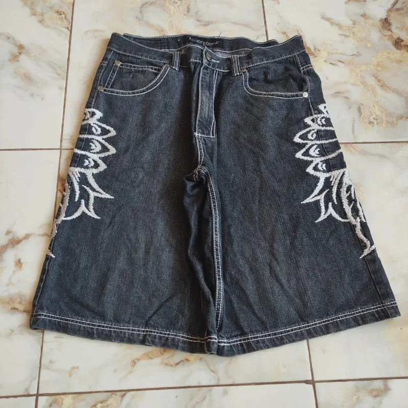 Embroidered Denim Shorts