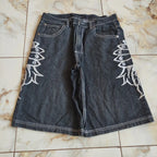 Embroidered Denim Shorts