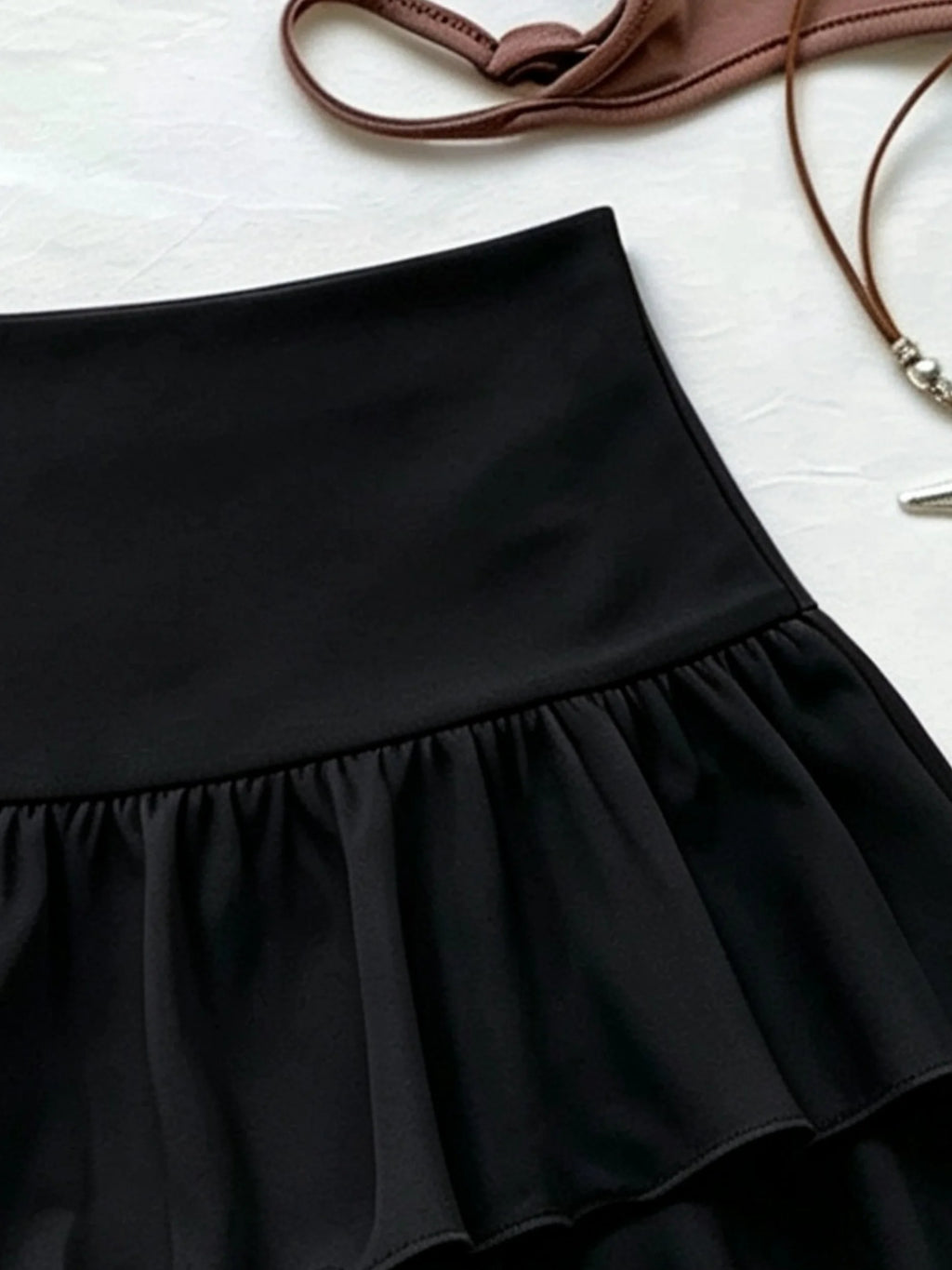 High Waist Ruffle Layered Mini Skirt