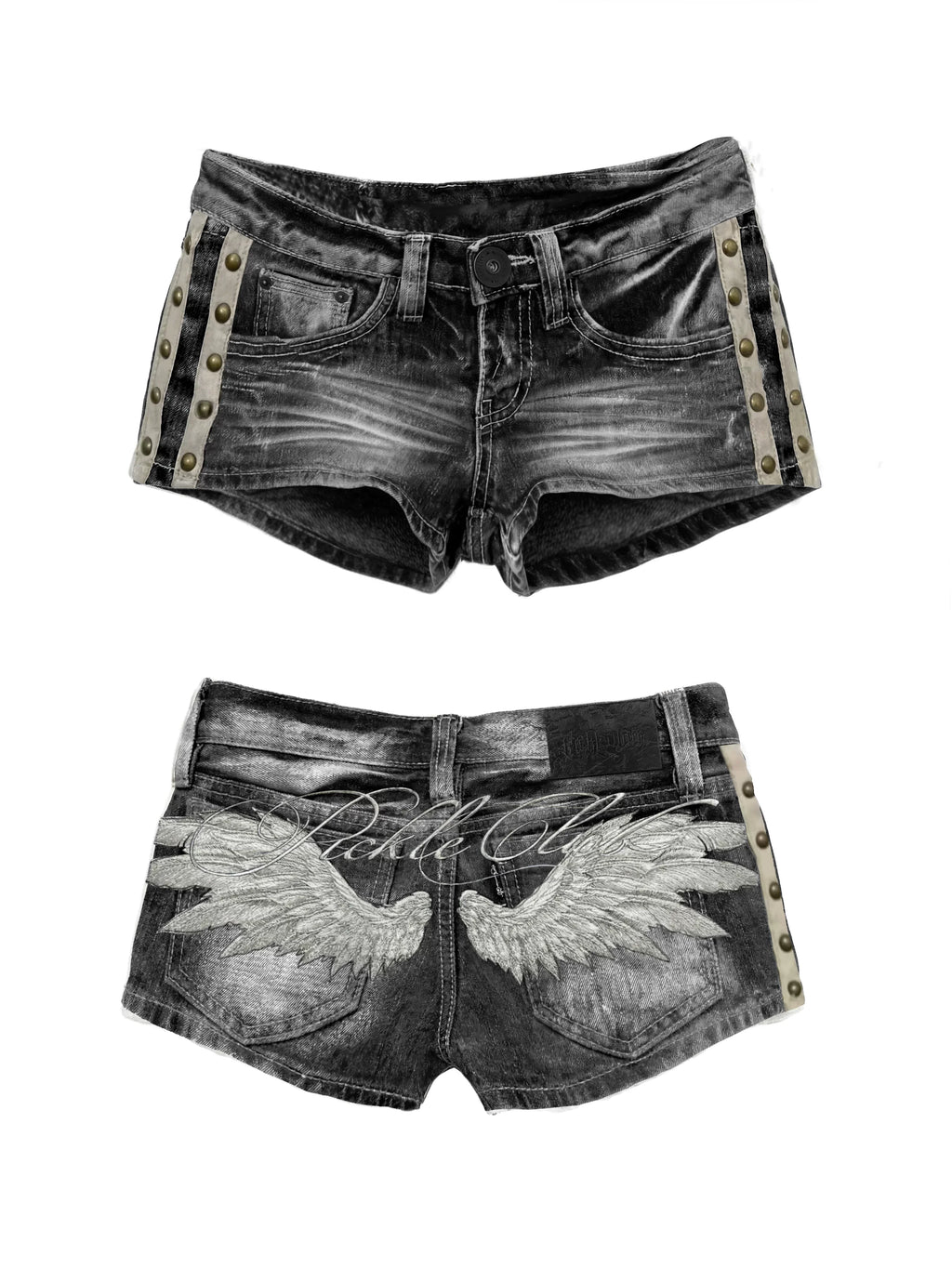 Wing Embroidered Denim Shorts