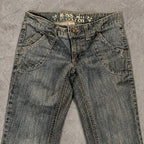 Grey Low-Rise Flare Jeans