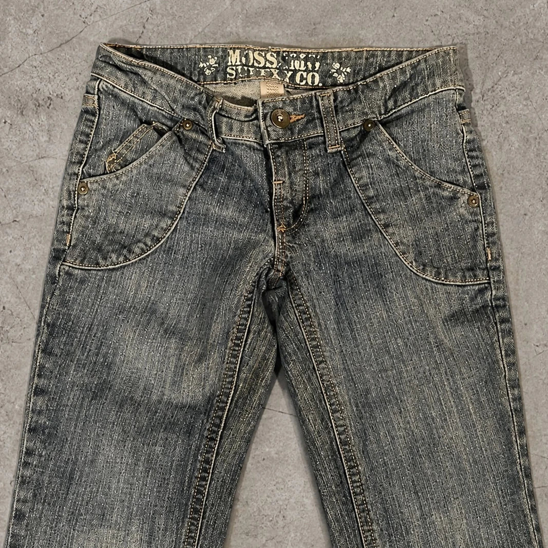 Grey Low-Rise Flare Jeans