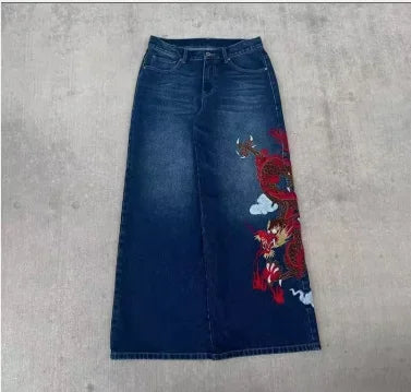 Gothic Embroidery Baggy Jeans