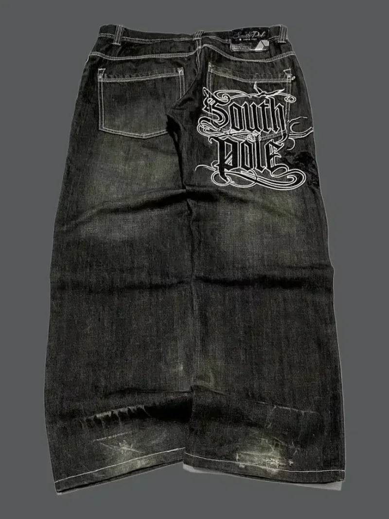 Graphic Embroidered Baggy Jeans