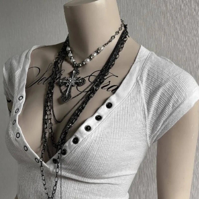 Button Front Crop Top