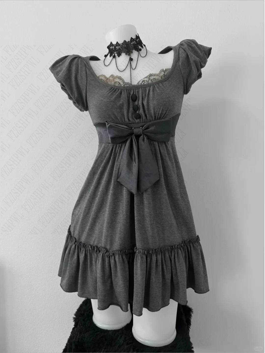 Ruffle Gothic Mini Dress