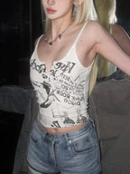 Graphic Print Crop Cami