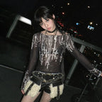 Mesh Tattoo Print Top