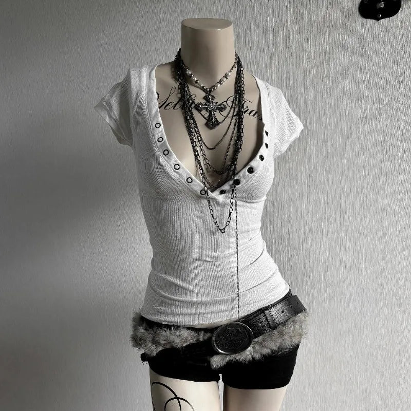 Button Front Crop Top