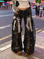 Lace Patchwork Wide-Leg Pants