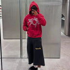 Red Graphic Print Hoodie