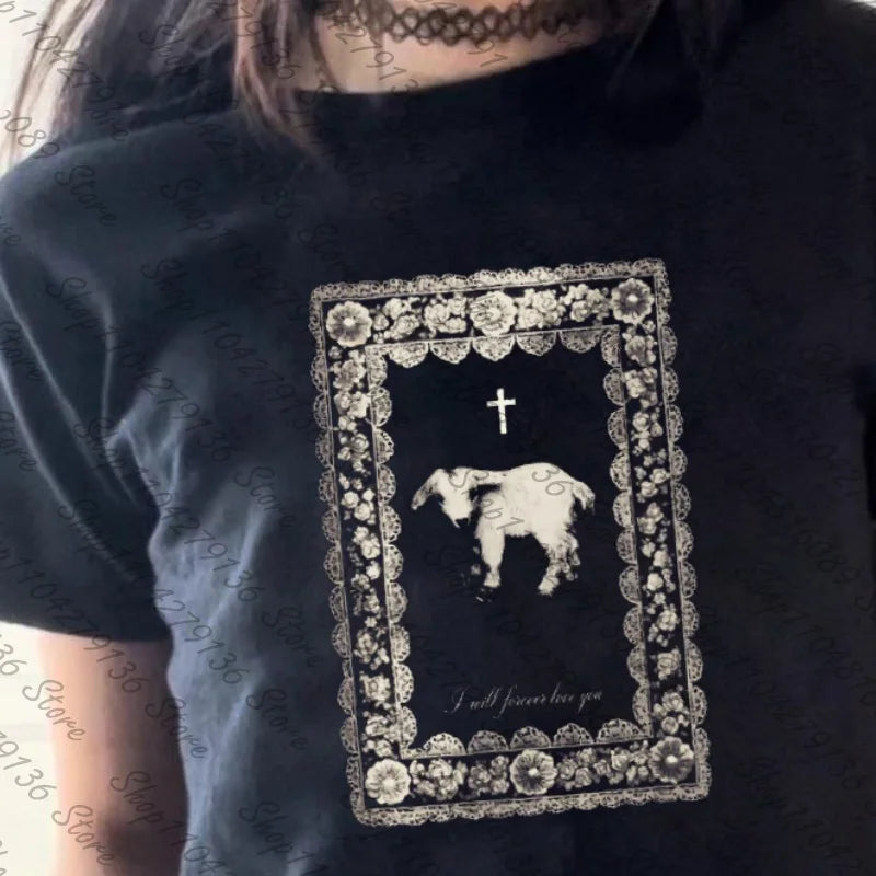 Cross Print Gothic Tee