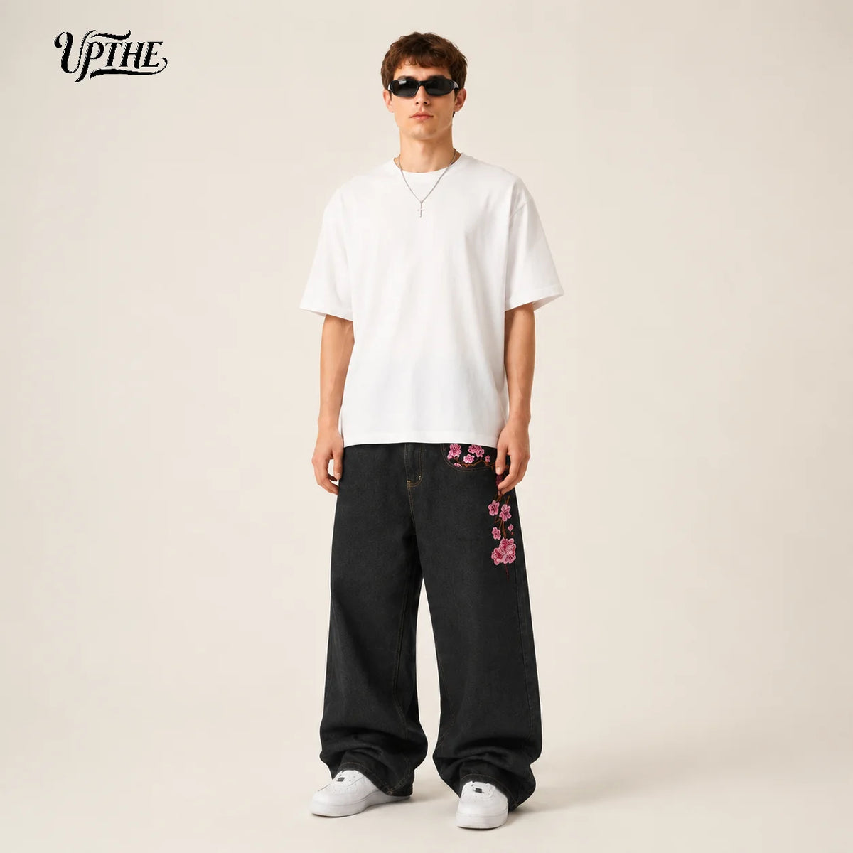 Cherry Blossom Embroidered Jeans