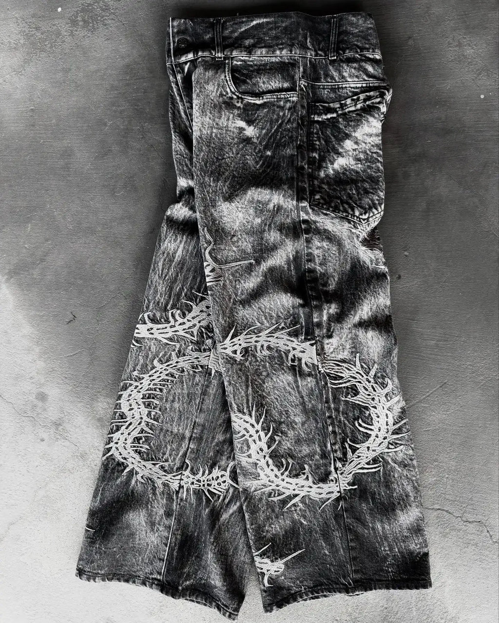 Gothic Embroidery Baggy Jeans