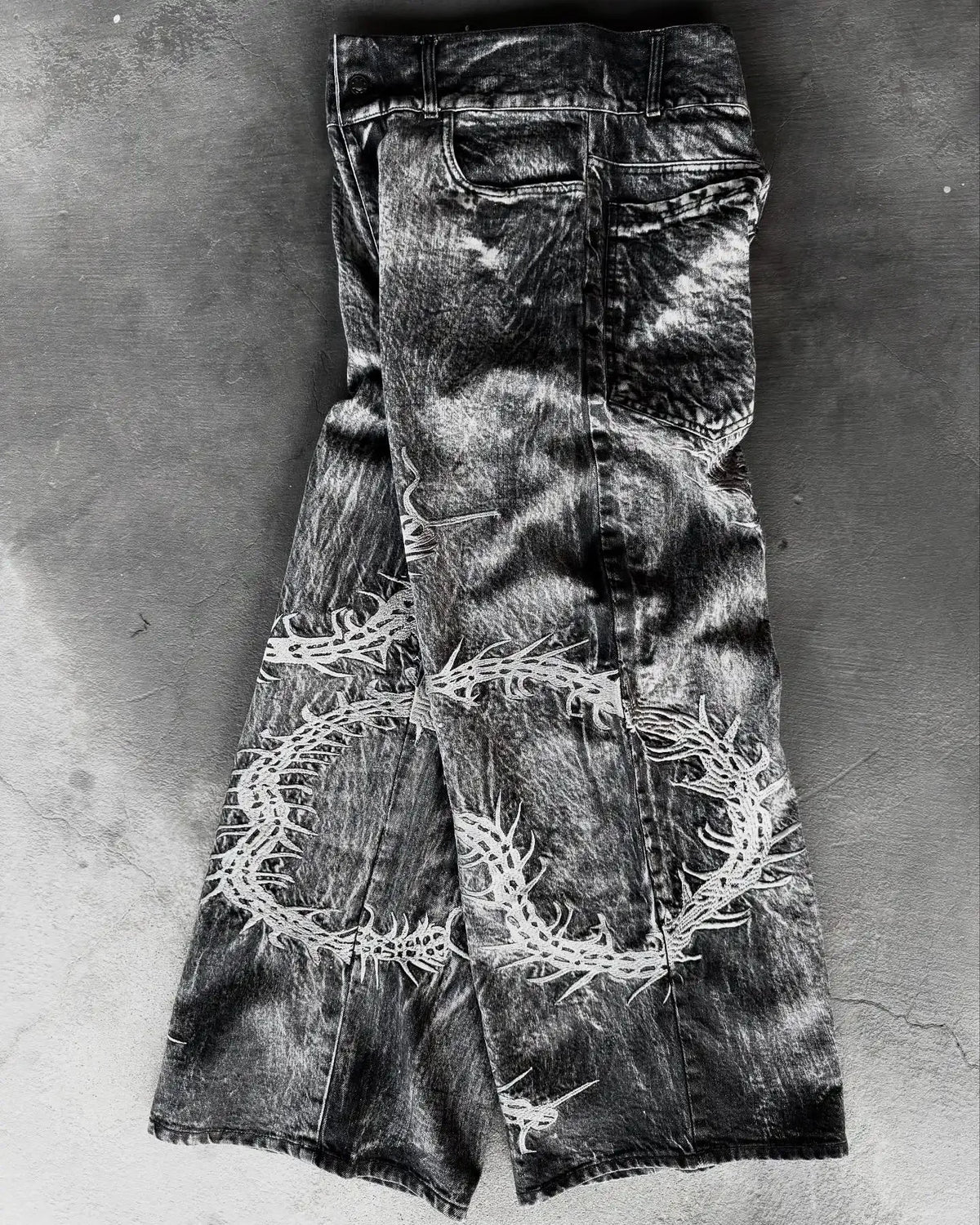 Gothic Embroidery Baggy Jeans