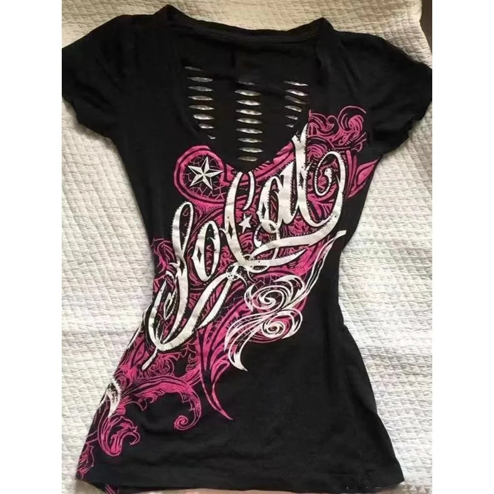 Skeleton Print Gothic Tee