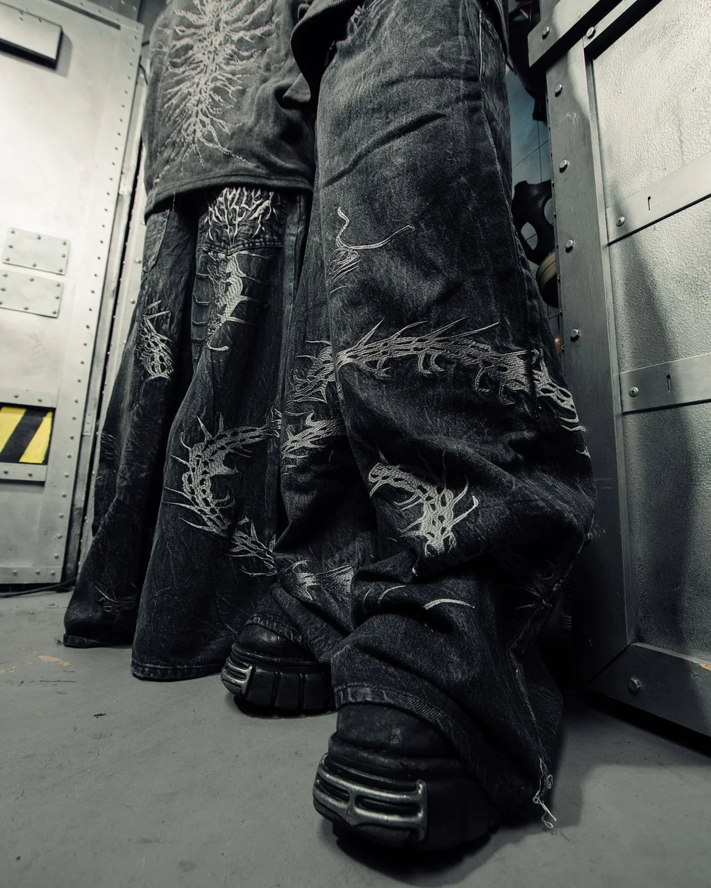 Gothic Embroidery Baggy Jeans