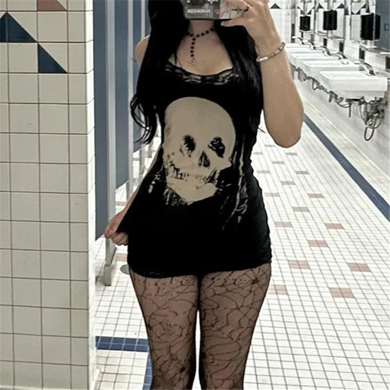 Skull Print Bodycon Dress