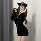 Ear Detail Black Jumpsuit