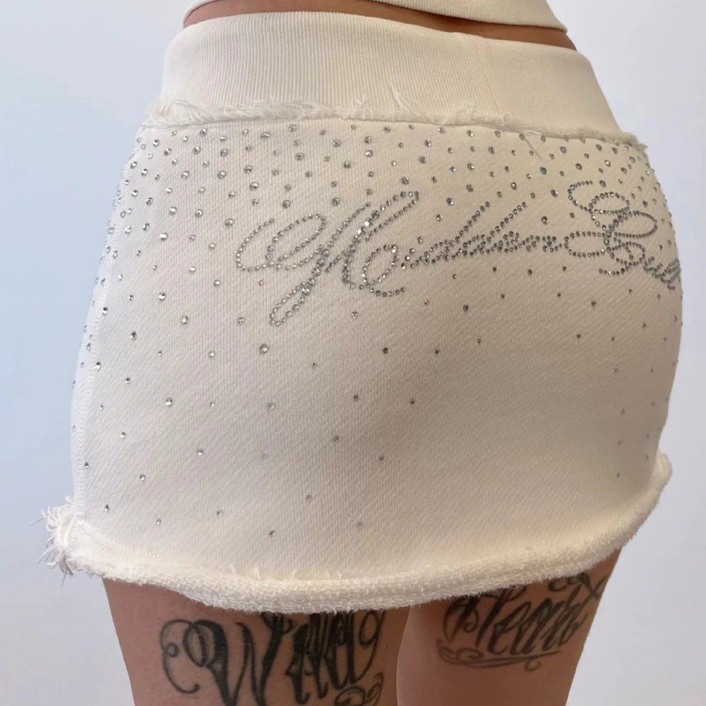Rhinestone Cropped Zip-Up Hoodie