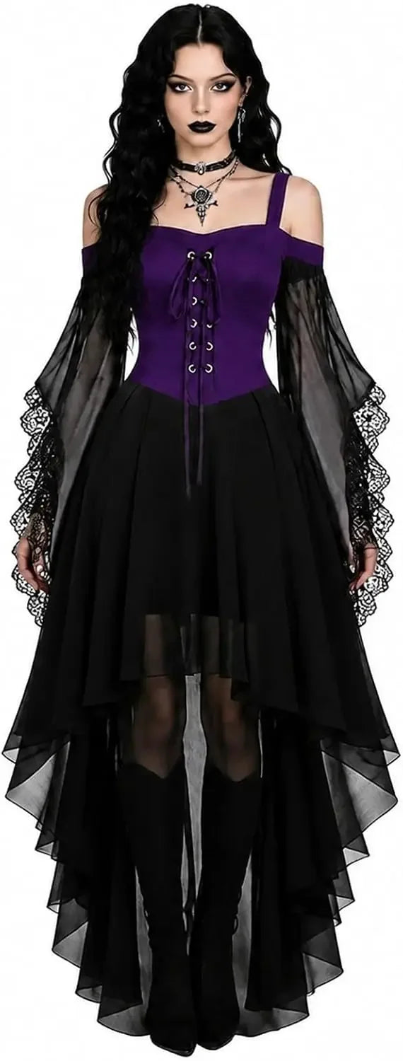 Gothic Lace-Up Maxi Dress