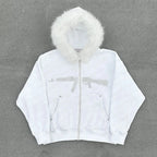Faux Fur Collar Zip Jacket