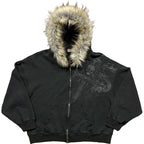 Black Faux Fur Hooded Jacket