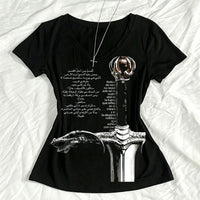 Emo Graphic Print Crop Tee