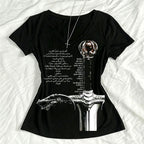 Emo Graphic Print Crop Tee
