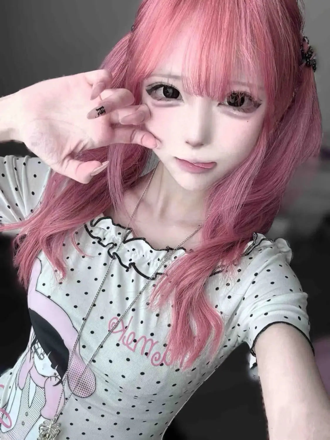 Cartoon Print Skew Collar Tee