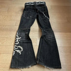 Lace-Up Flare Jeans