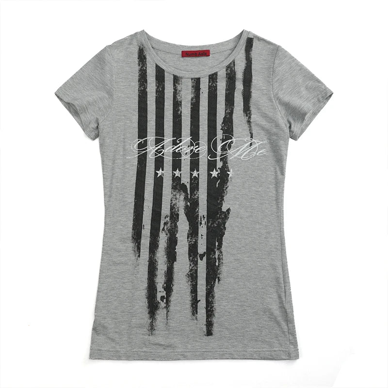 Striped Graphic Print Tee