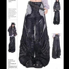 Washed Patchwork Wide-Leg Jeans