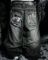 Embroidered Wide-Leg Jeans